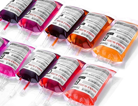 Blood Bags for Drinks, 10 IV Bags for Halloween Party Decoration, Reusable Drink Pouch for Live Blood of Theme Parties, Masquerade,Vampire,Zombie,Nurse Graduation Party Props