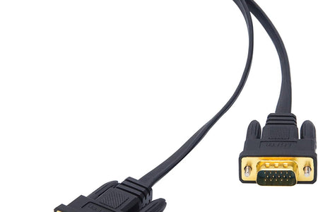 5M Ultra Thin Flat Type Computer Monitor VGA Cable Standard 15 Pin Male to Male Connector SVGA Wire 16 Feet - Black
